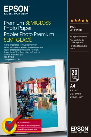 Epson A4 Premium Semigloss Photo Paper (20 Sheets)