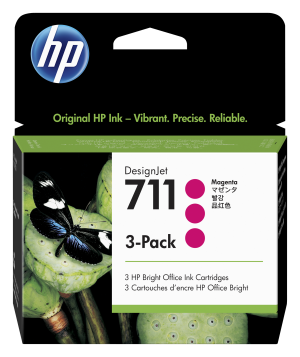HP 711 29-ml Magenta DesignJet Ink Cartridge 3-Pack CZ135A