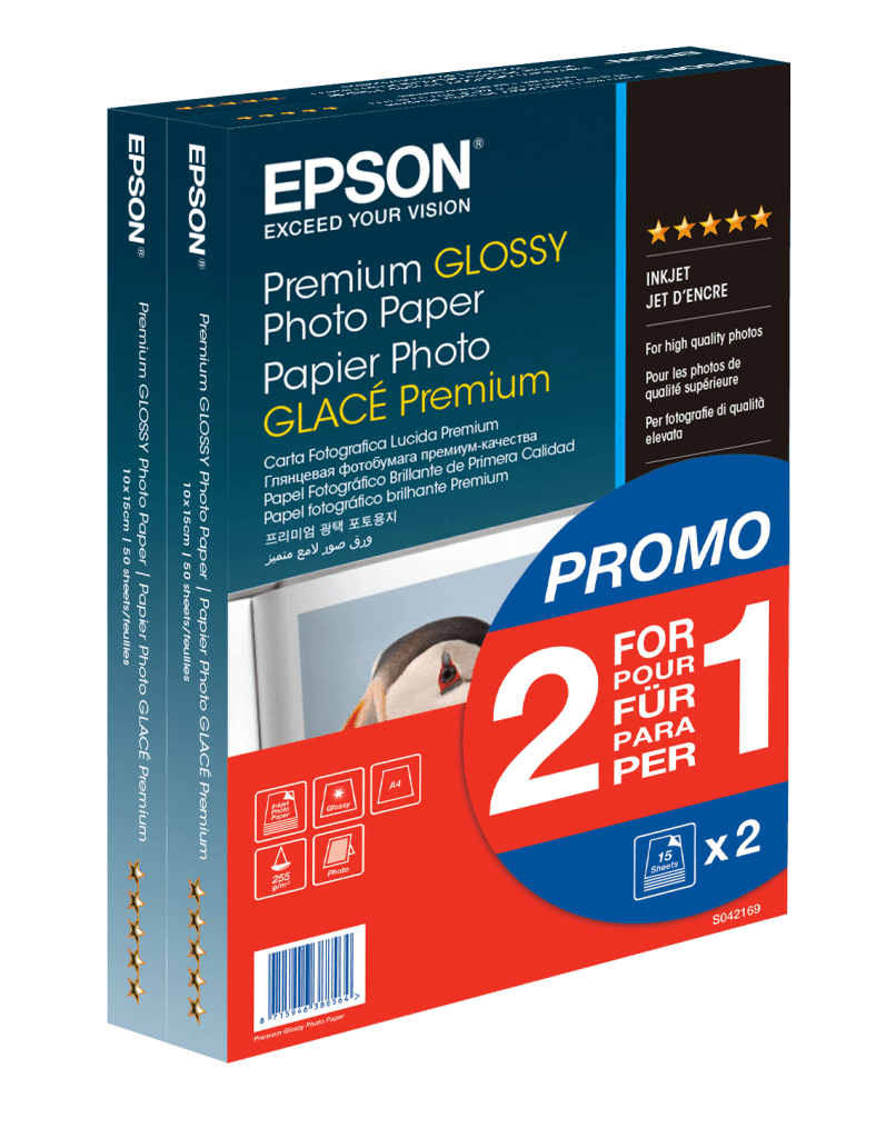 Epson Premium Glossy Photo Paper 10 x 15cm 2 x 40 Sheets dpsb