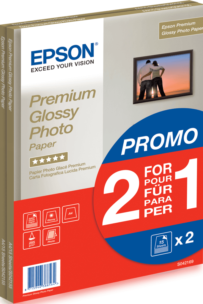 Epson Premium Glossy Photo Paper A4 2 x 15 Sheets dpsb