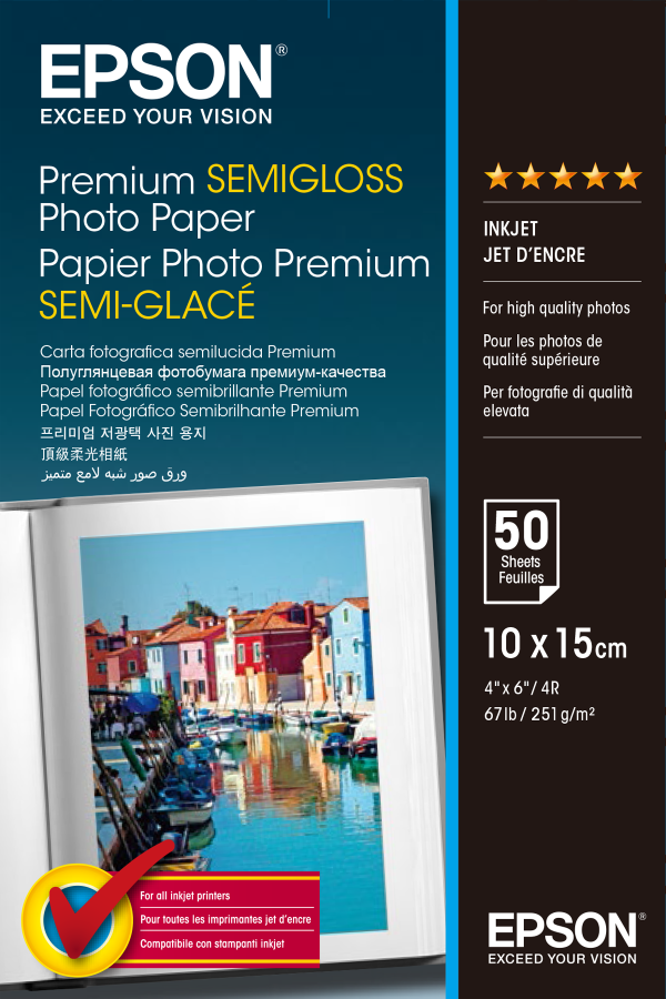 Epson Premium Semi-Gloss Photo Paper - 10x15cm - 50 Sheets